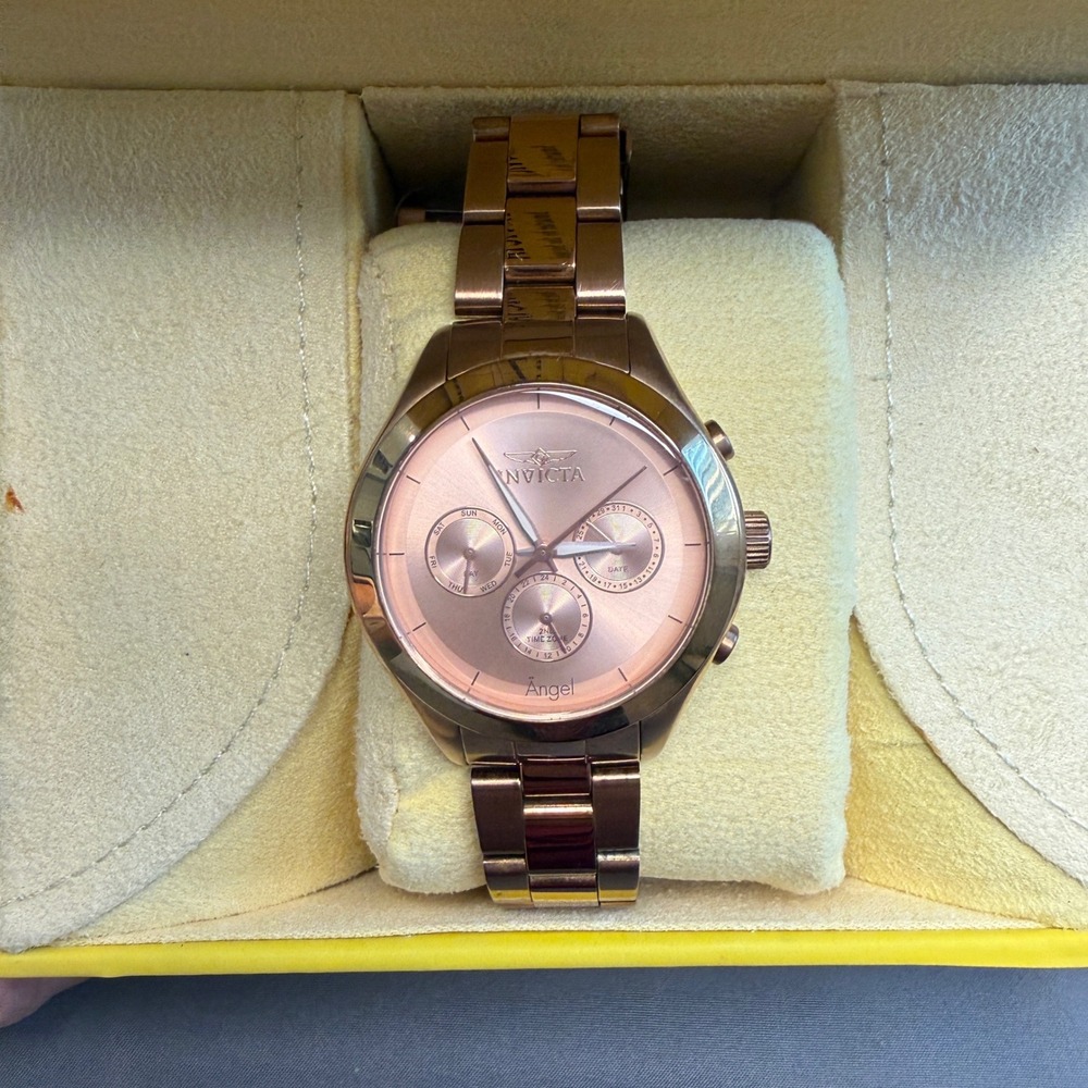 Invicta Angel 12467 Rose Gold Women Watch Swiss Movement Multi-Dial Stainless
